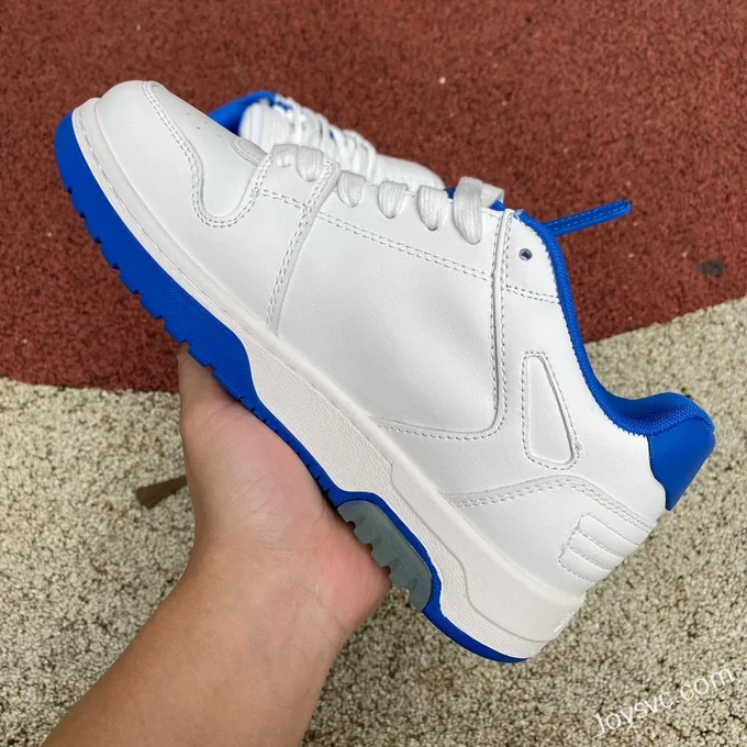 OFF-WHITE White Blue Leather Sneakers