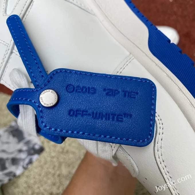 OFF-WHITE White Blue Leather Sneakers