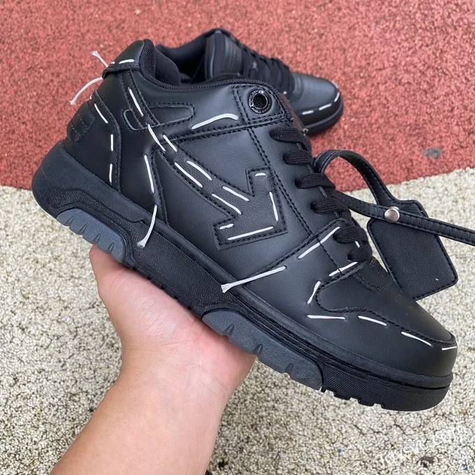 OFF-WHITE Black Leather Sneakers