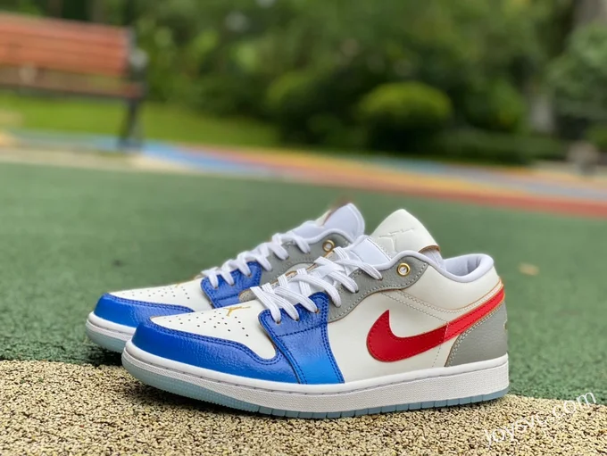 Air Jordan 1 FN8901164 White Blue Red Color Block Low-Top