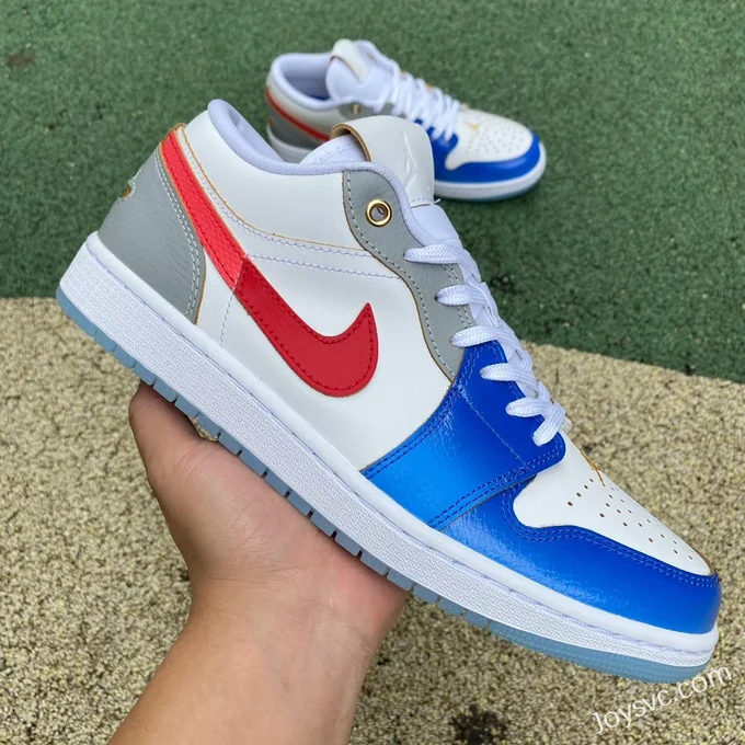 Air Jordan 1 FN8901164 White Blue Red Color Block Low-Top