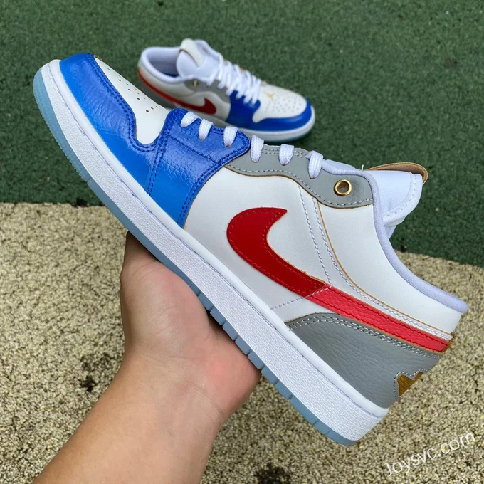 Air Jordan 1 FN8901164 White Blue Red Color Block Low-Top