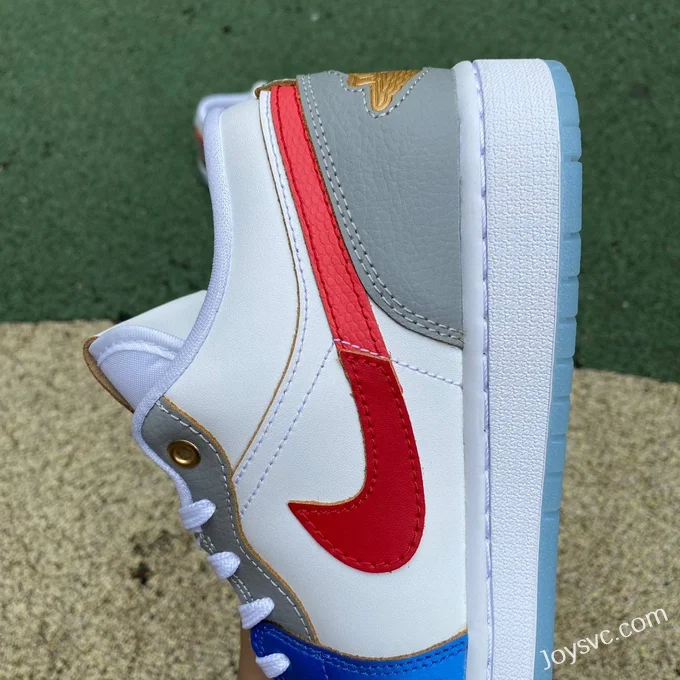 Air Jordan 1 FN8901164 White Blue Red Color Block Low-Top