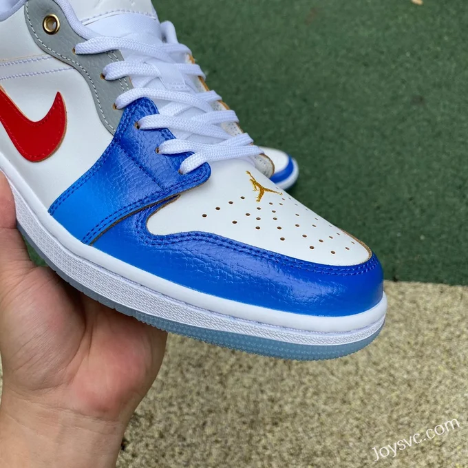 Air Jordan 1 FN8901164 White Blue Red Color Block Low-Top