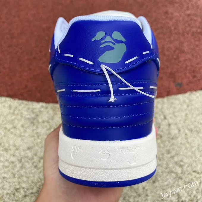 OFF-WHITE White Blue Hand-Painted Leather Sneakers