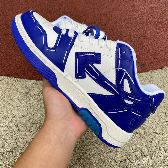 OFF-WHITE White Blue Hand-Painted Leather Sneakers