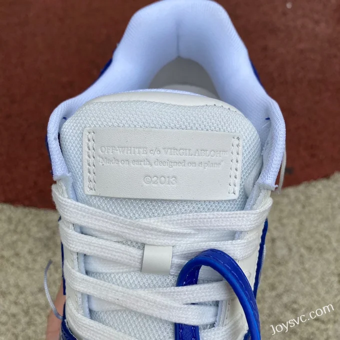 OFF-WHITE White Blue Hand-Painted Leather Sneakers