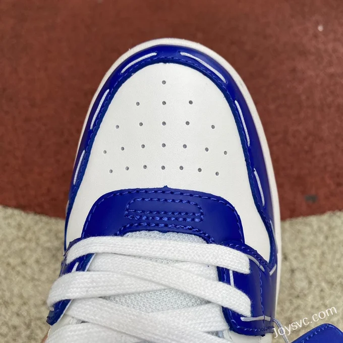 OFF-WHITE White Blue Hand-Painted Leather Sneakers