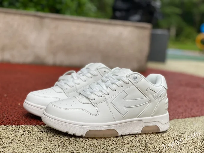 OFF-WHITE White Brown Sole Leather Sneakers