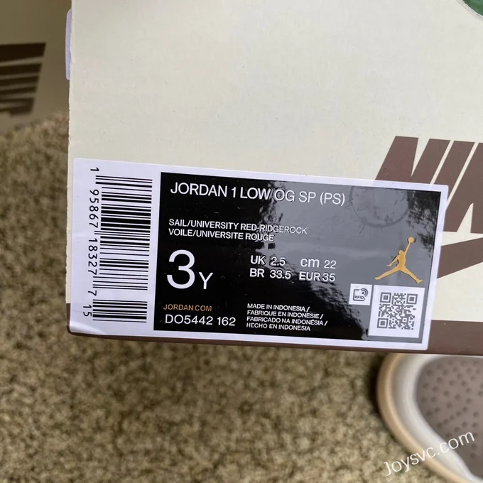 Travis Scott x Air Jordan 1 Low DO5442162 White Brown Kids Version