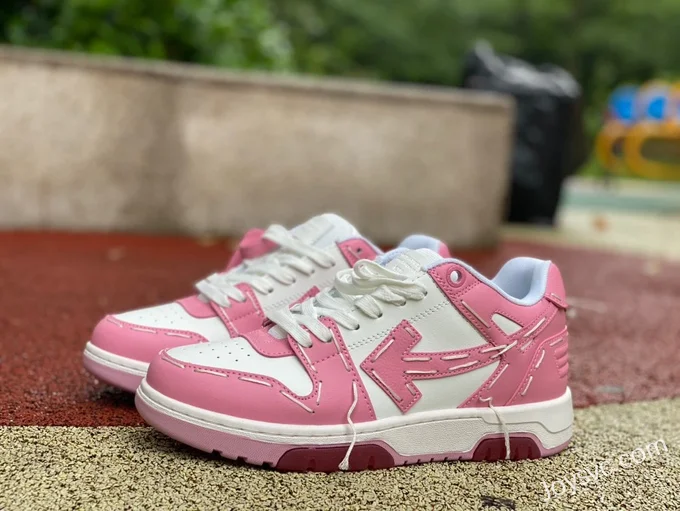 OFF-WHITE White Pink Hand-Painted Leather Sneakers