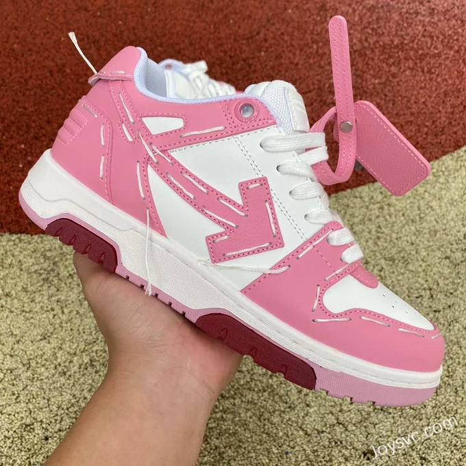 OFF-WHITE White Pink Hand-Painted Leather Sneakers