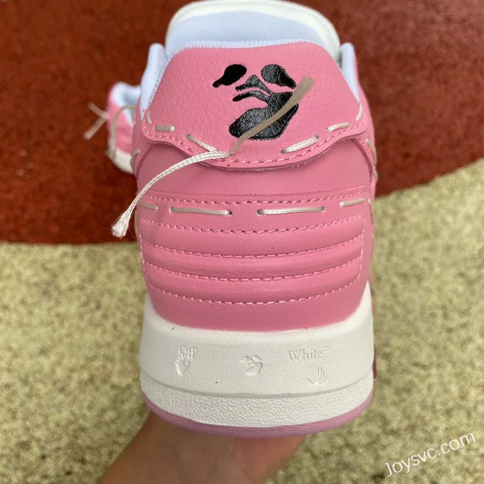 OFF-WHITE White Pink Hand-Painted Leather Sneakers