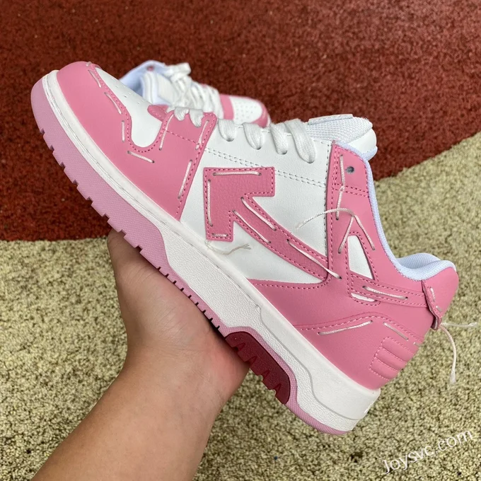 OFF-WHITE White Pink Hand-Painted Leather Sneakers