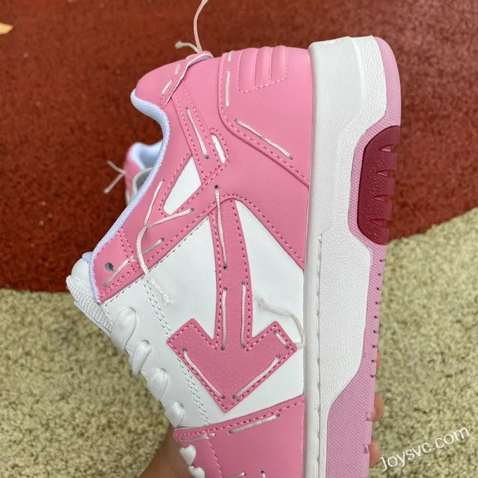 OFF-WHITE White Pink Hand-Painted Leather Sneakers