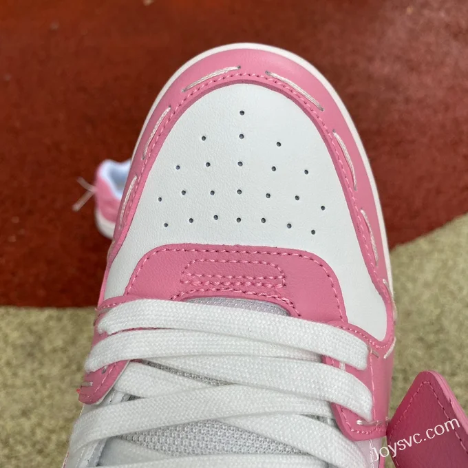 OFF-WHITE White Pink Hand-Painted Leather Sneakers