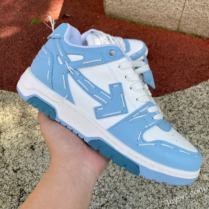 OFF-WHITE White Blue Hand-Painted Leather Sneakers