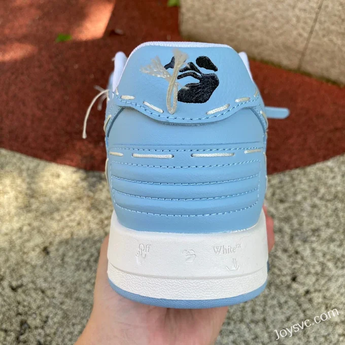 OFF-WHITE White Blue Hand-Painted Leather Sneakers