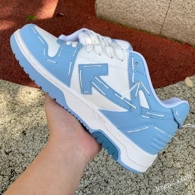 OFF-WHITE White Blue Hand-Painted Leather Sneakers