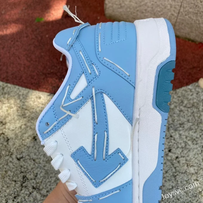 OFF-WHITE White Blue Hand-Painted Leather Sneakers