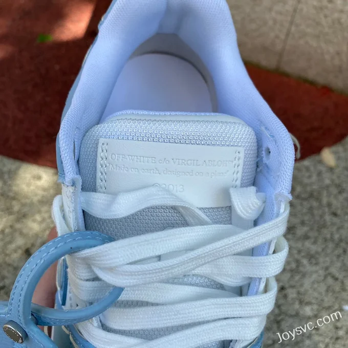 OFF-WHITE White Blue Hand-Painted Leather Sneakers