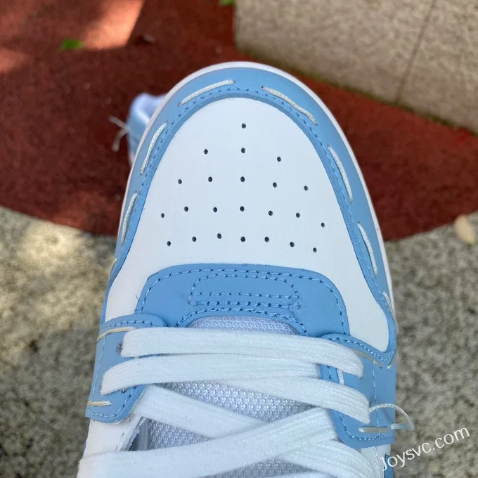 OFF-WHITE White Blue Hand-Painted Leather Sneakers