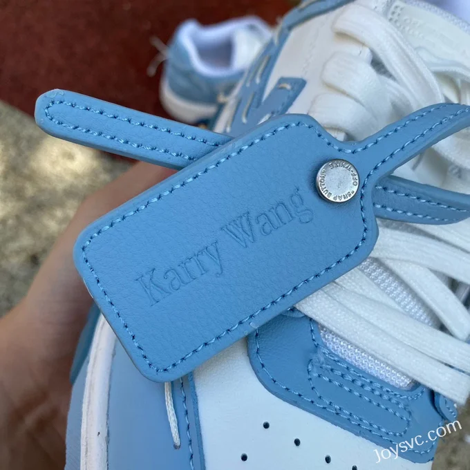 OFF-WHITE White Blue Hand-Painted Leather Sneakers