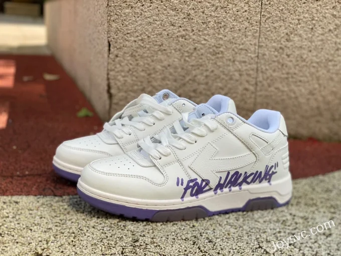 OFF-WHITE White Purple Hand-Painted Leather Sneakers