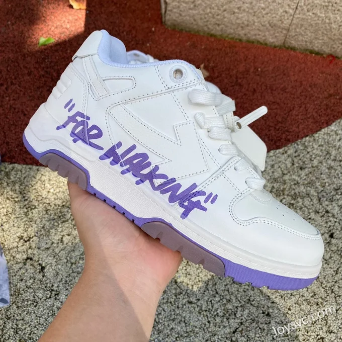 OFF-WHITE White Purple Hand-Painted Leather Sneakers