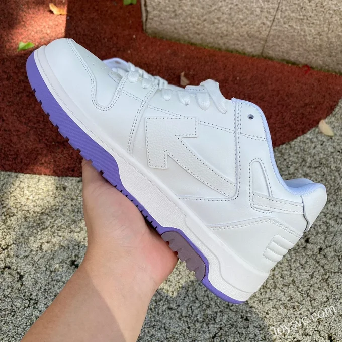 OFF-WHITE White Purple Hand-Painted Leather Sneakers