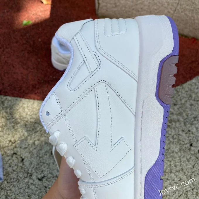 OFF-WHITE White Purple Hand-Painted Leather Sneakers