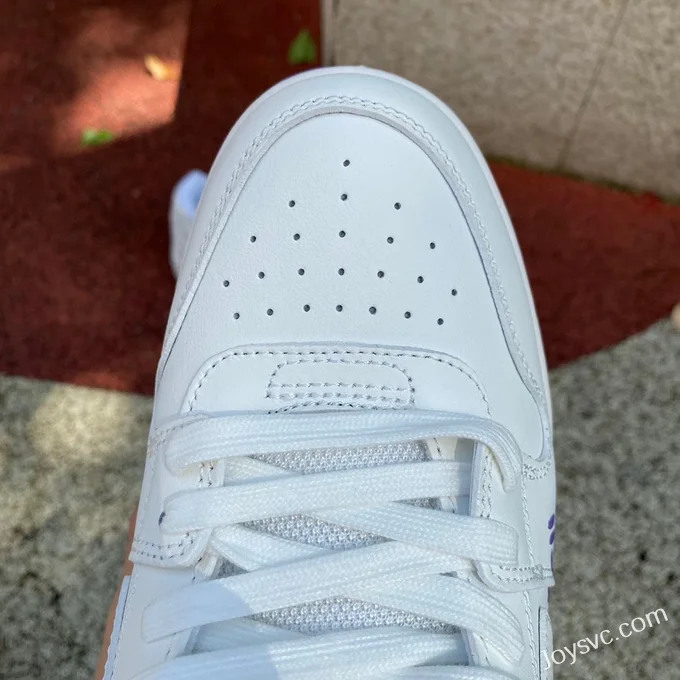 OFF-WHITE White Purple Hand-Painted Leather Sneakers