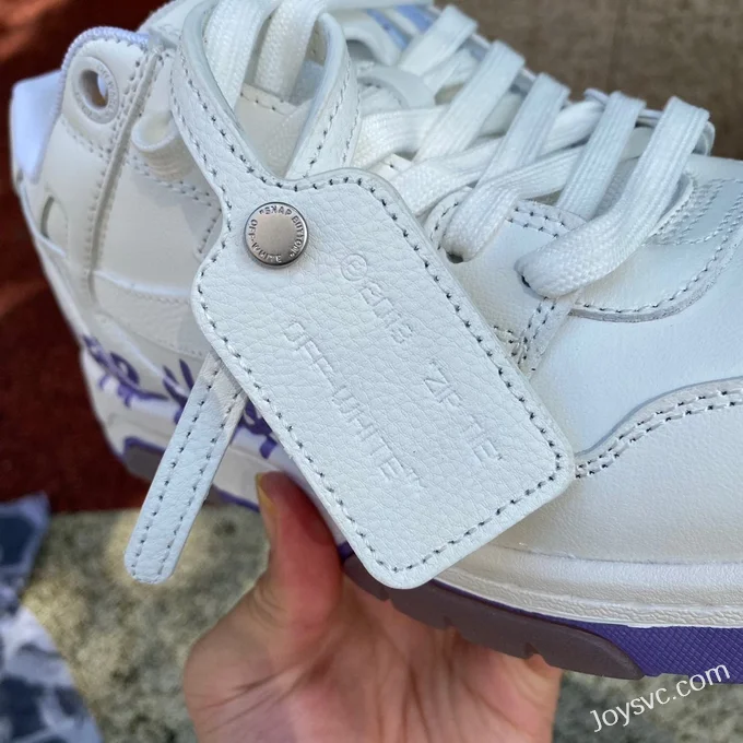 OFF-WHITE White Purple Hand-Painted Leather Sneakers