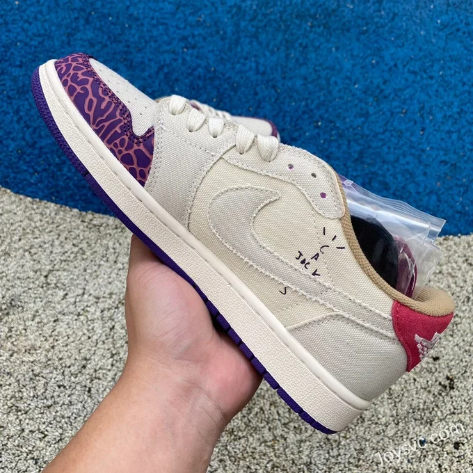 Travis Scott x Air Jordan 1 Low DM7866952 White Sail Purple Reverse Swoosh