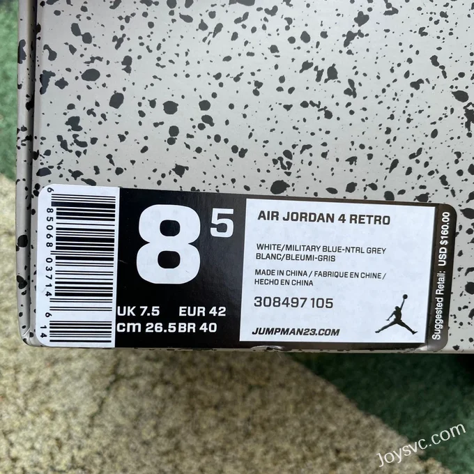 Air Jordan 4 Retro 308497-105 White Blue