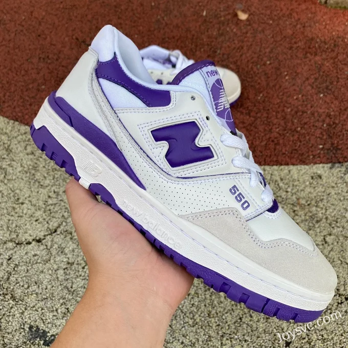 New Balance NB550 White Purple Pure Original Retro Basketball Shoes BB550WR1