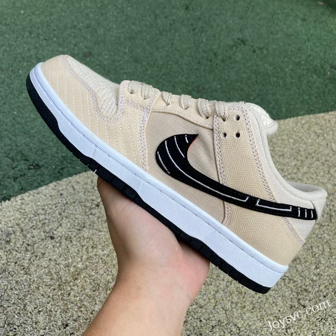 Albino Preto x Nike SB Dunk Low Beige Black Hook Retro Sneakers FD2627-200