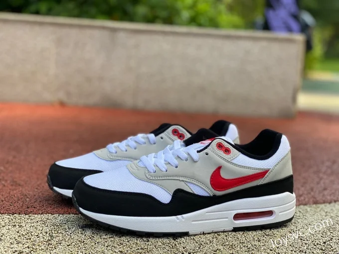 Nike Air Max 1 Red Swoosh White Black Running Shoes FD9082-101