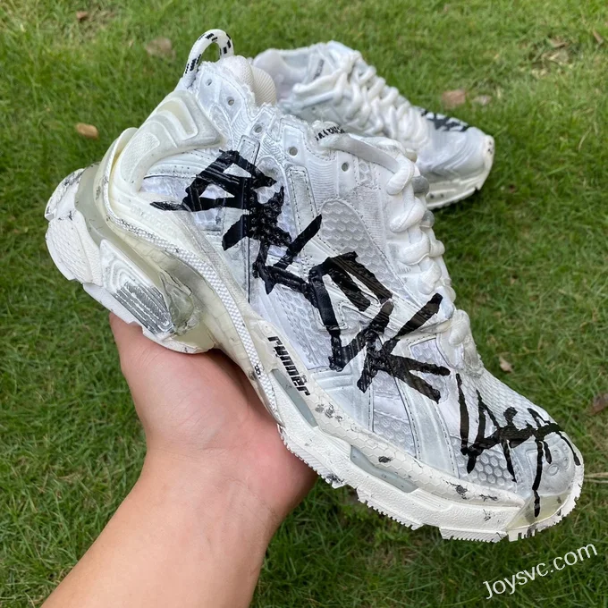 Balenciaga 7.0 White Black Hand-Painted Vintage Dad Shoes