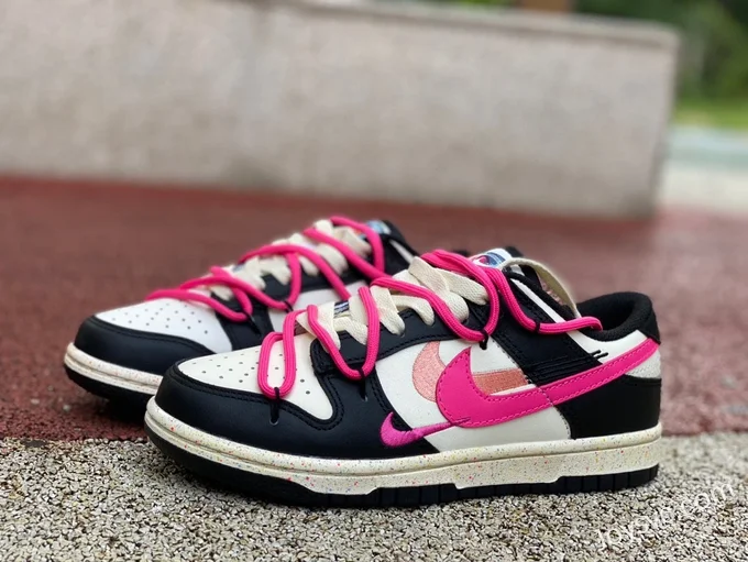 Nike Dunk Low Multi Black White Pink Double Hook FD4623-131