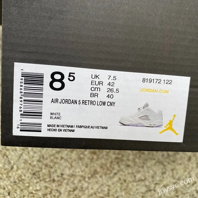 Air Jordan 5 Low 819172-122 White Silver