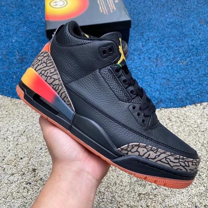 J Balvin x Air Jordan 3 FN0344-001 Black Red Orange