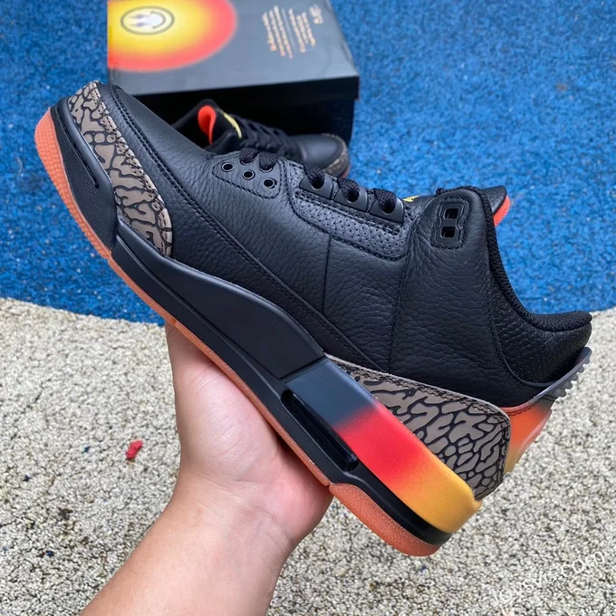 J Balvin x Air Jordan 3 FN0344-001 Black Red Orange