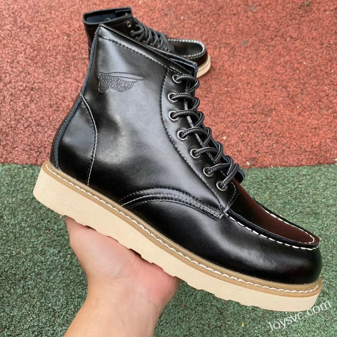 Black Leather Winged Martin Boots