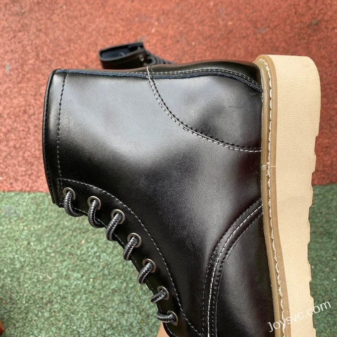 Black Leather Winged Martin Boots