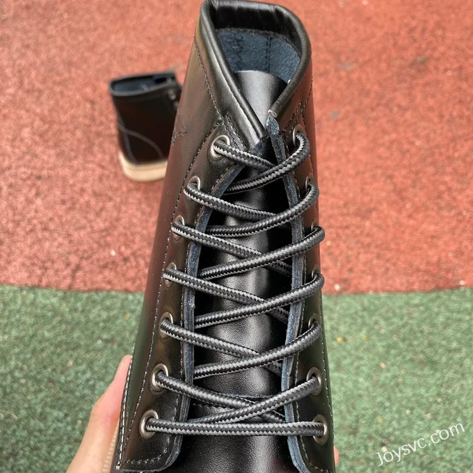 Black Leather Winged Martin Boots