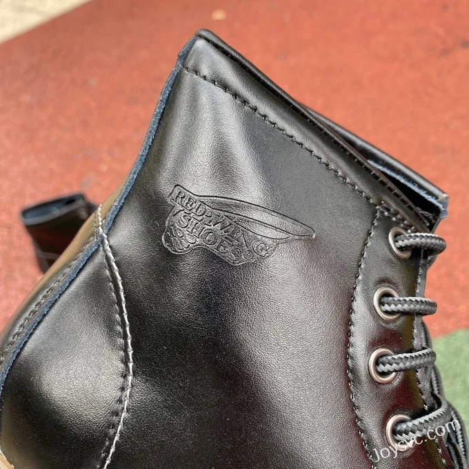 Black Leather Winged Martin Boots