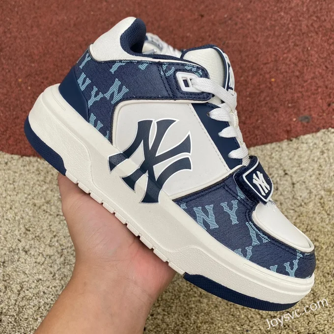 MLB Denim Blue White NY Print Casual Shoes 3ASXCDN3N