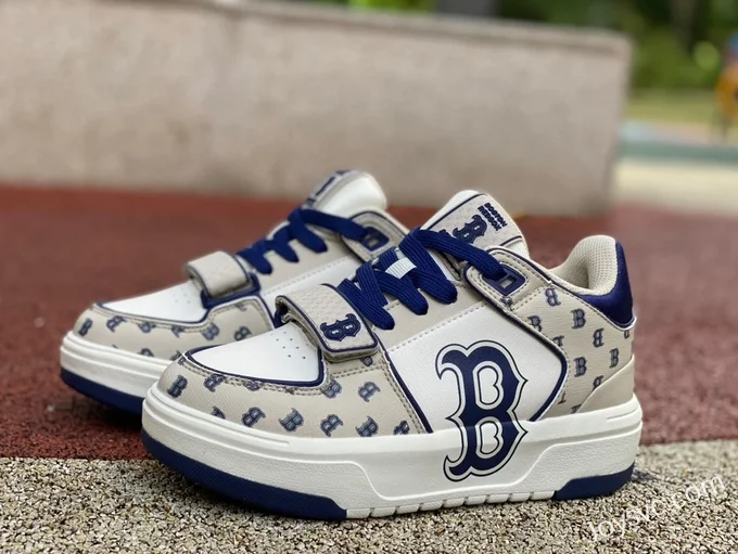 MLB White Grey Blue NY Print Casual Shoes 3ASXCDN3N