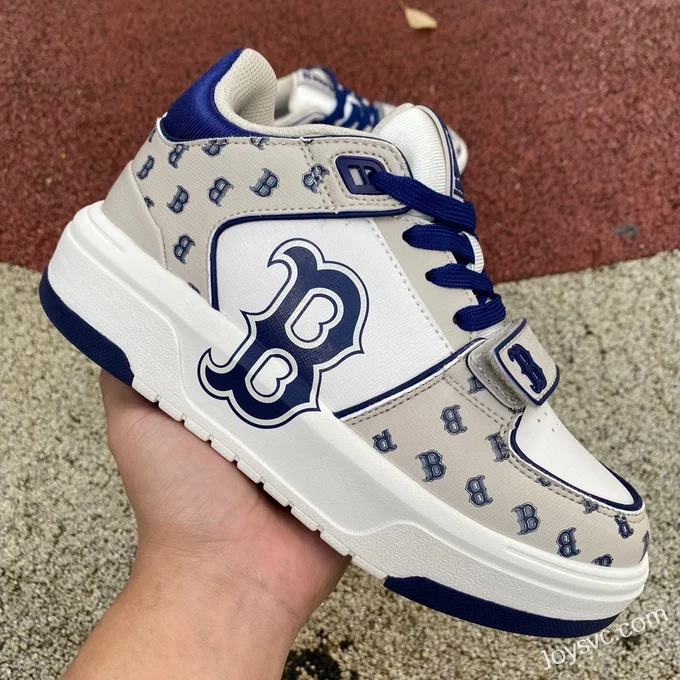 MLB White Grey Blue NY Print Casual Shoes 3ASXCDN3N